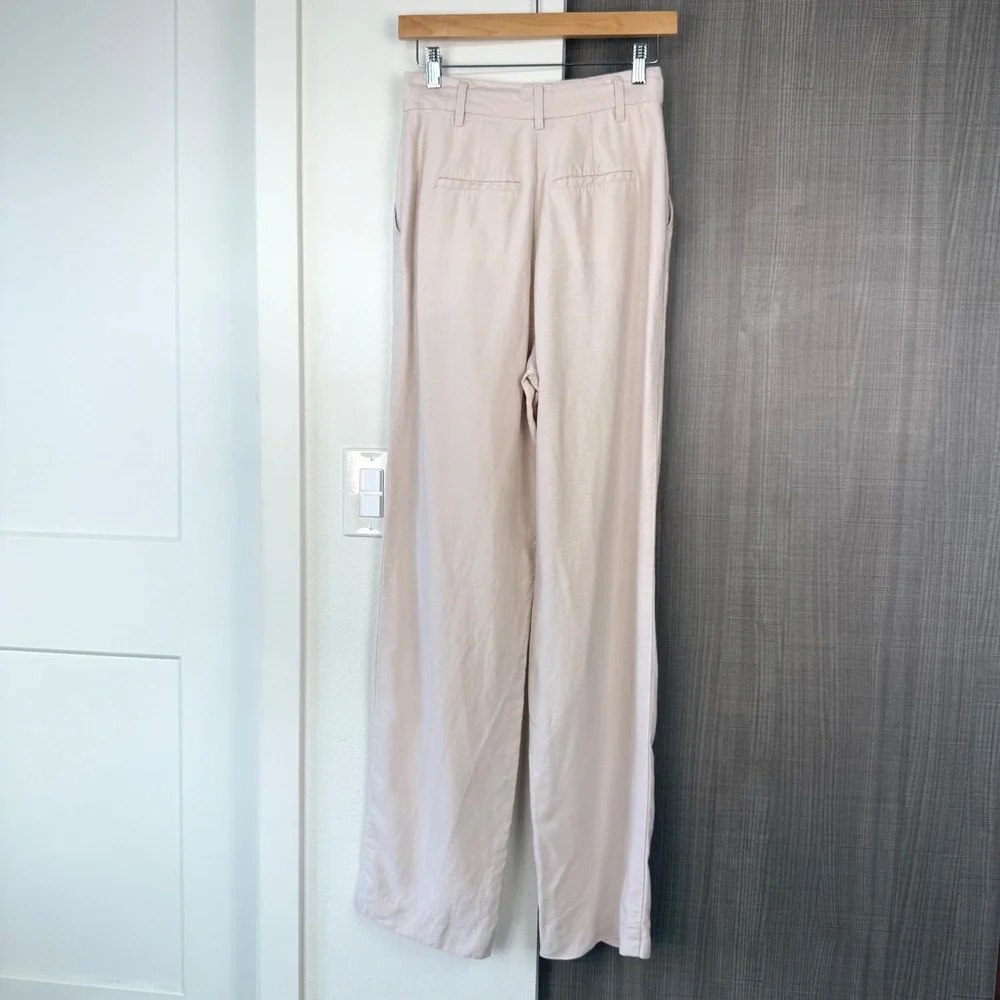 Wilfred Artizia The Effortless Pants Linen Blend Wide Leg Trouser Beige Size 4